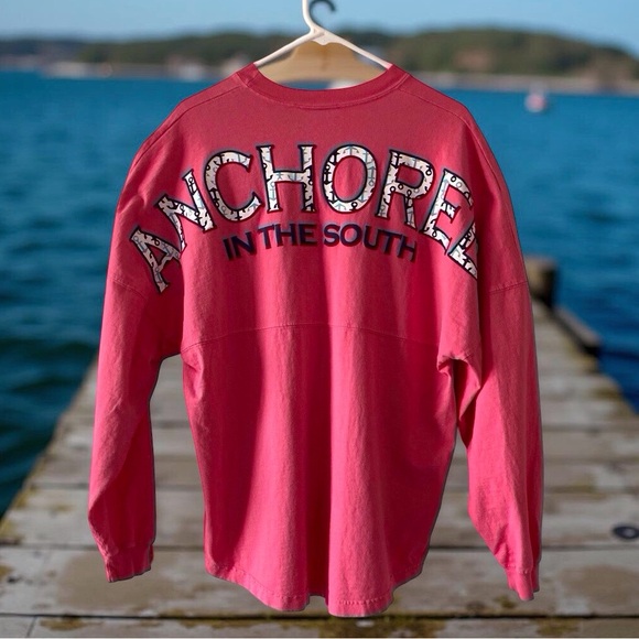 Spirit Tops - Spirit jersey - Anchored in the South Oversized Cotton Coastal Style Size M pink